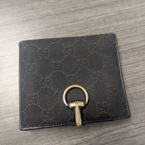 Gucci GG Dark Brown Canvas Compact Bifold Wallet Excellent Condition